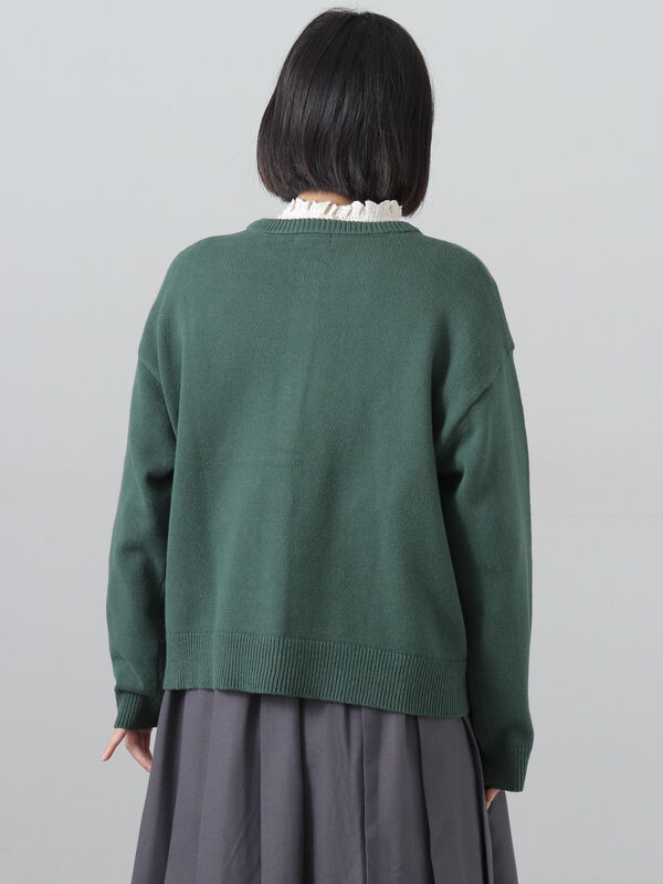 花刺繍カーディガン（ブラック/ベージュ/マスタード/グリーン/トップス
