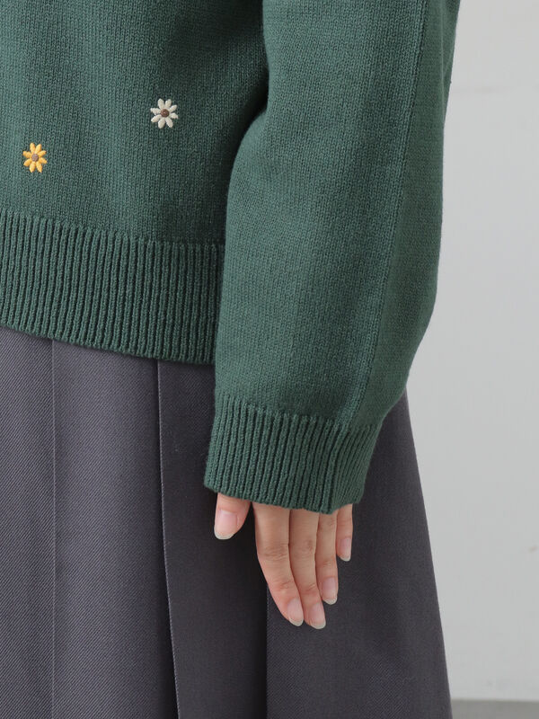 期間限定】 花刺繍カーディガン（ブラック/ベージュ/マスタード