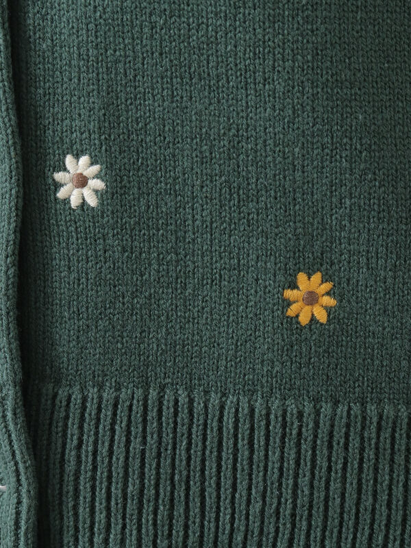 花刺繍カーディガン（ブラック/ベージュ/マスタード/グリーン/トップス