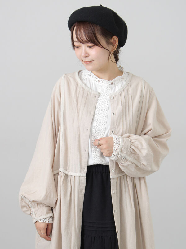 販路限定】配色パイピングワンピース（ブラック/ボルドー/ベージュ