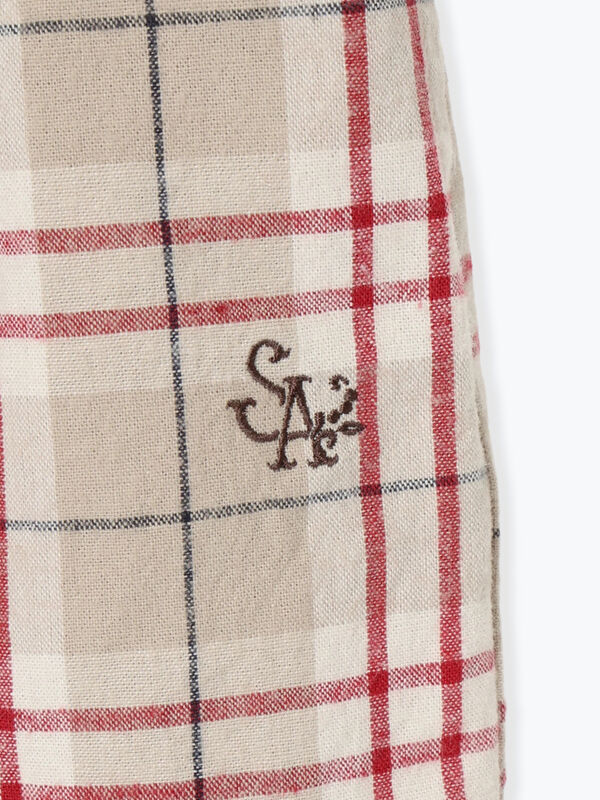 SA刺繍】裾ギャザーパンツ（ブラック/チェック/キナリ/ボトムス/パンツ