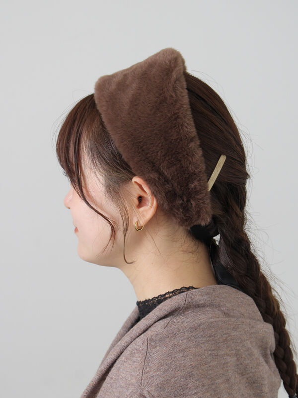 ヘアバンド フェイクファーヘアバンド（ダークブラウン/グレージュ/アクセサリー