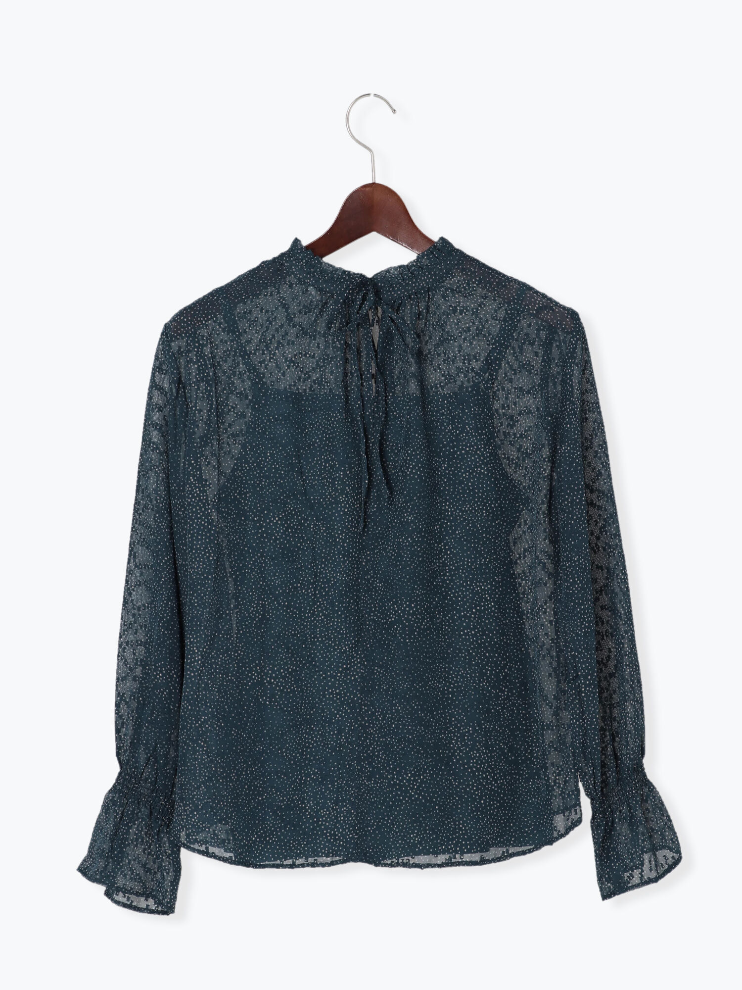 セール シフォンジャカードドットスタンドフリルブラウス Ls ブラック ベージュ グリーン トップス Te Chichi テチチ 公式通販