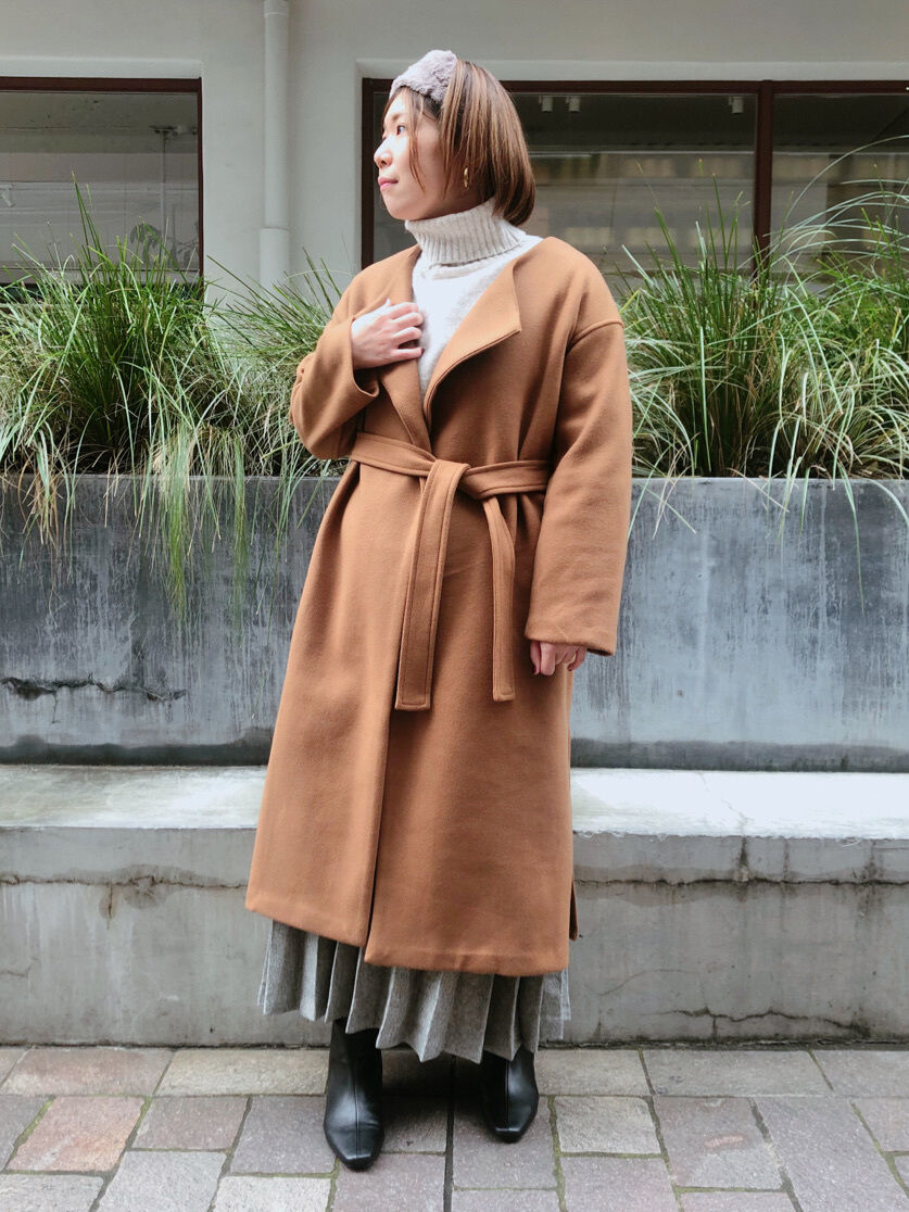 セール ダブルフェイスオープンカラーコート ベージュ キャメル ネイビー アウター Te Chichi テチチ 公式通販