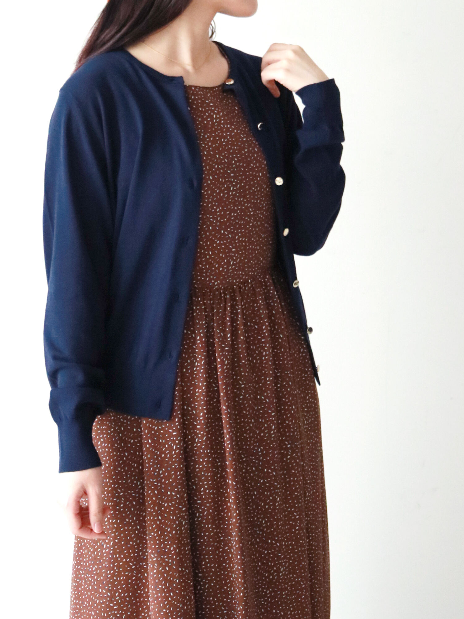 セール コットンクルーカーディガン オフホワイト グリーン ネイビー パープル トップス Te Chichi テチチ 公式通販