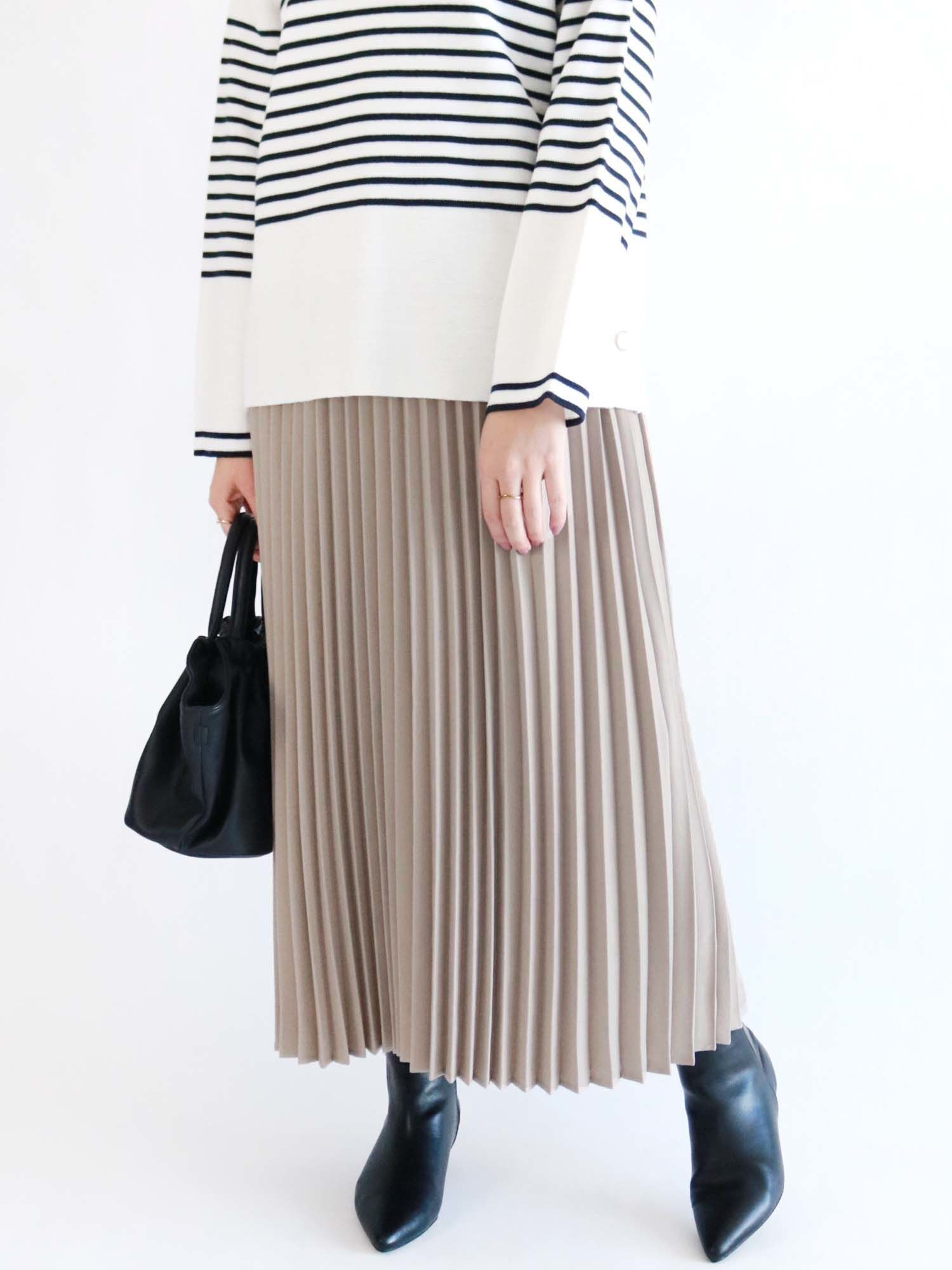 セール ウール調ロングプリーツスカート グレー モカ グリーン ネイビー ボトムス Te Chichi テチチ 公式通販