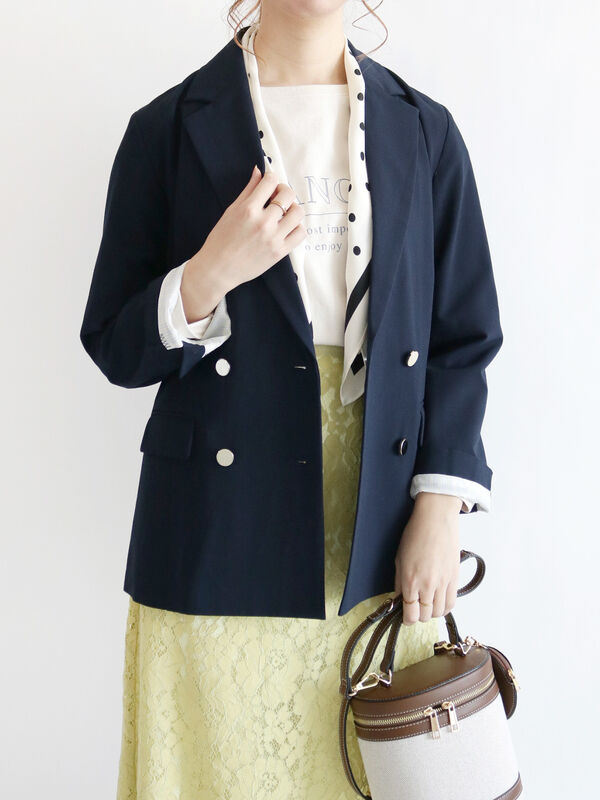 セール ダブルテーラードジャケット グレー ネイビー アウター ジャケット Te Chichi テチチ 公式通販