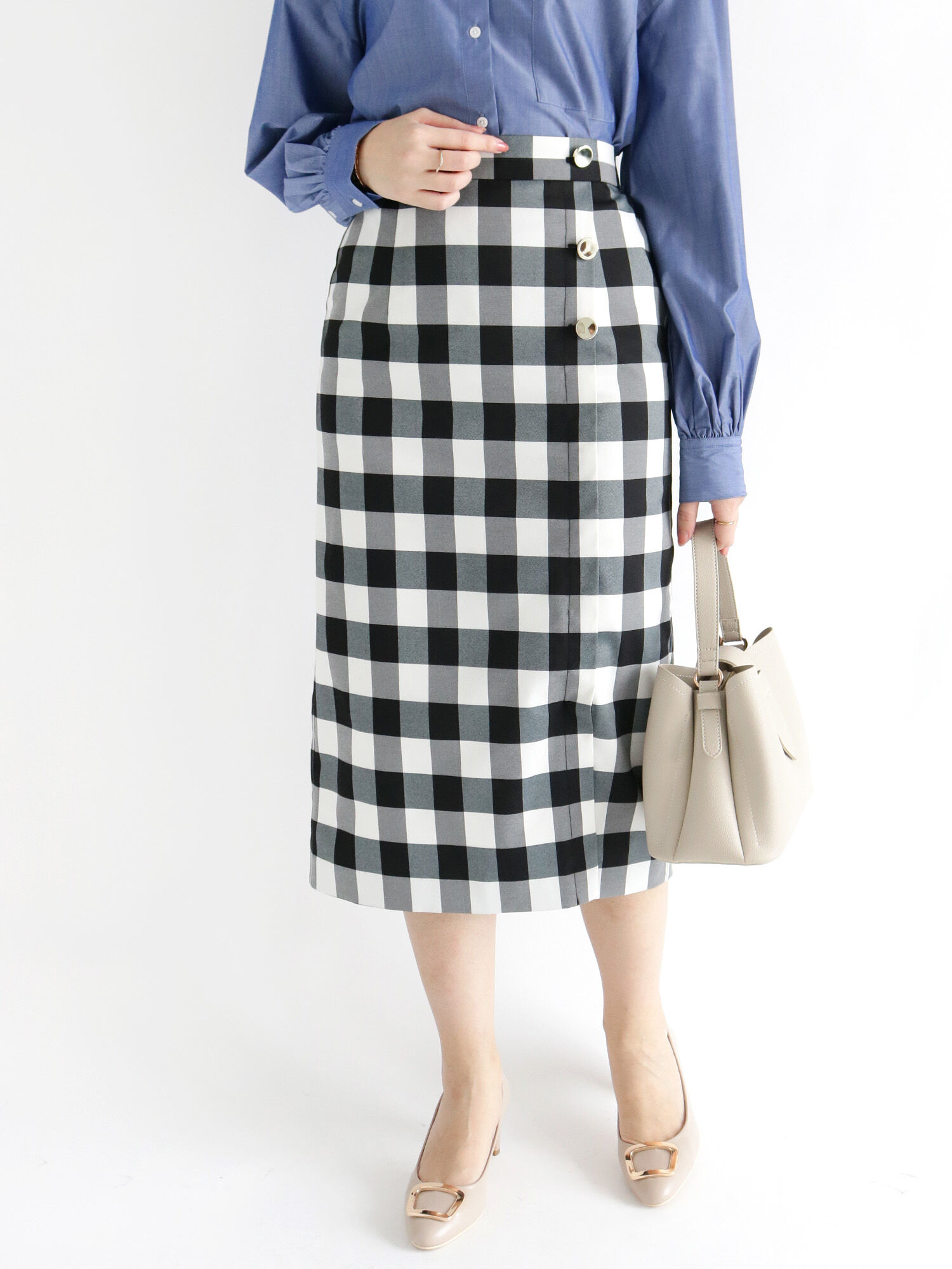 セール サイドボタンタイトスカート ブラック ブラウン ブルー ボトムス スカート Te Chichi テチチ 公式通販