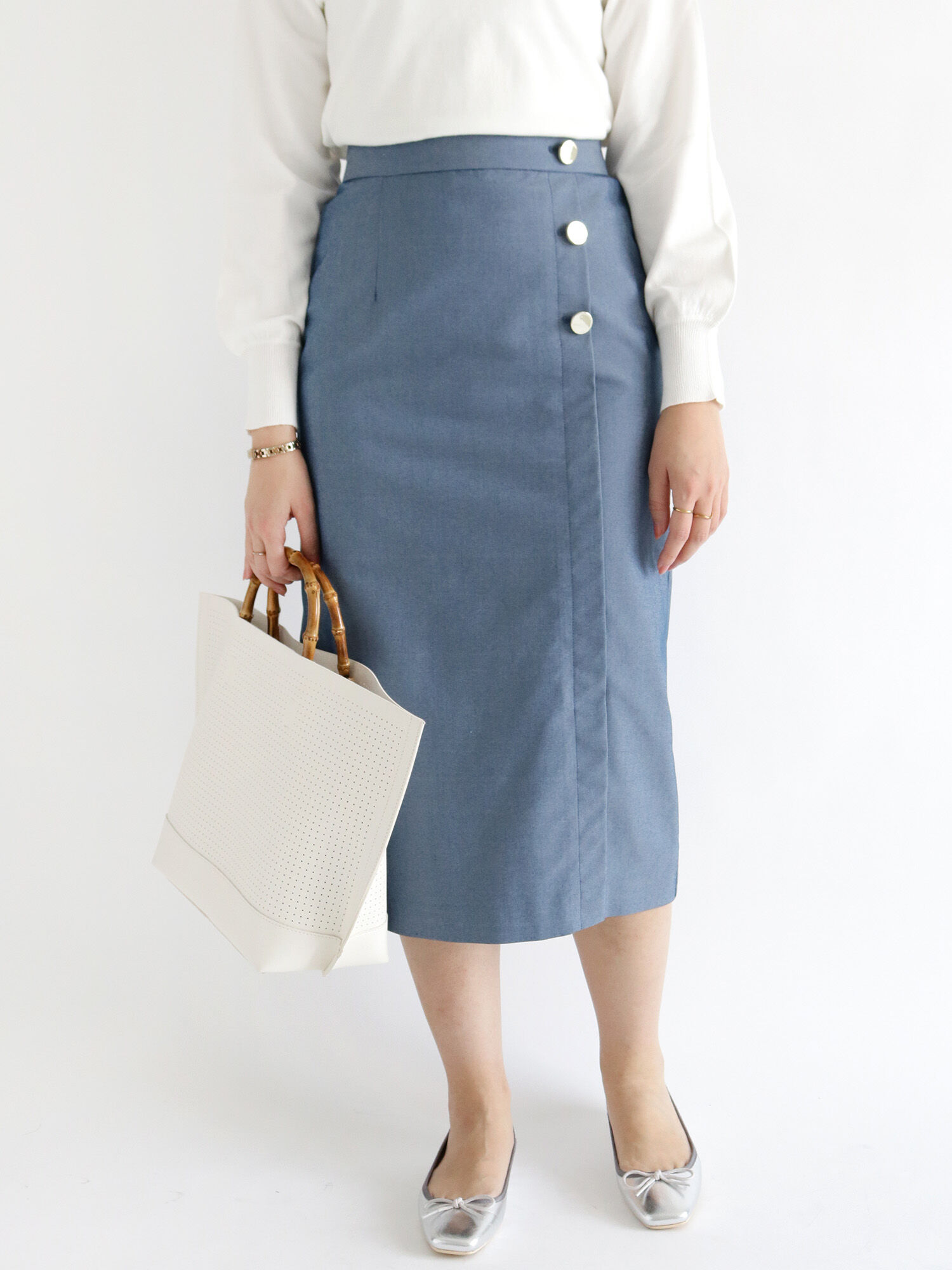 セール サイドボタンタイトスカート ブラック ブラウン ブルー ボトムス スカート Te Chichi テチチ 公式通販