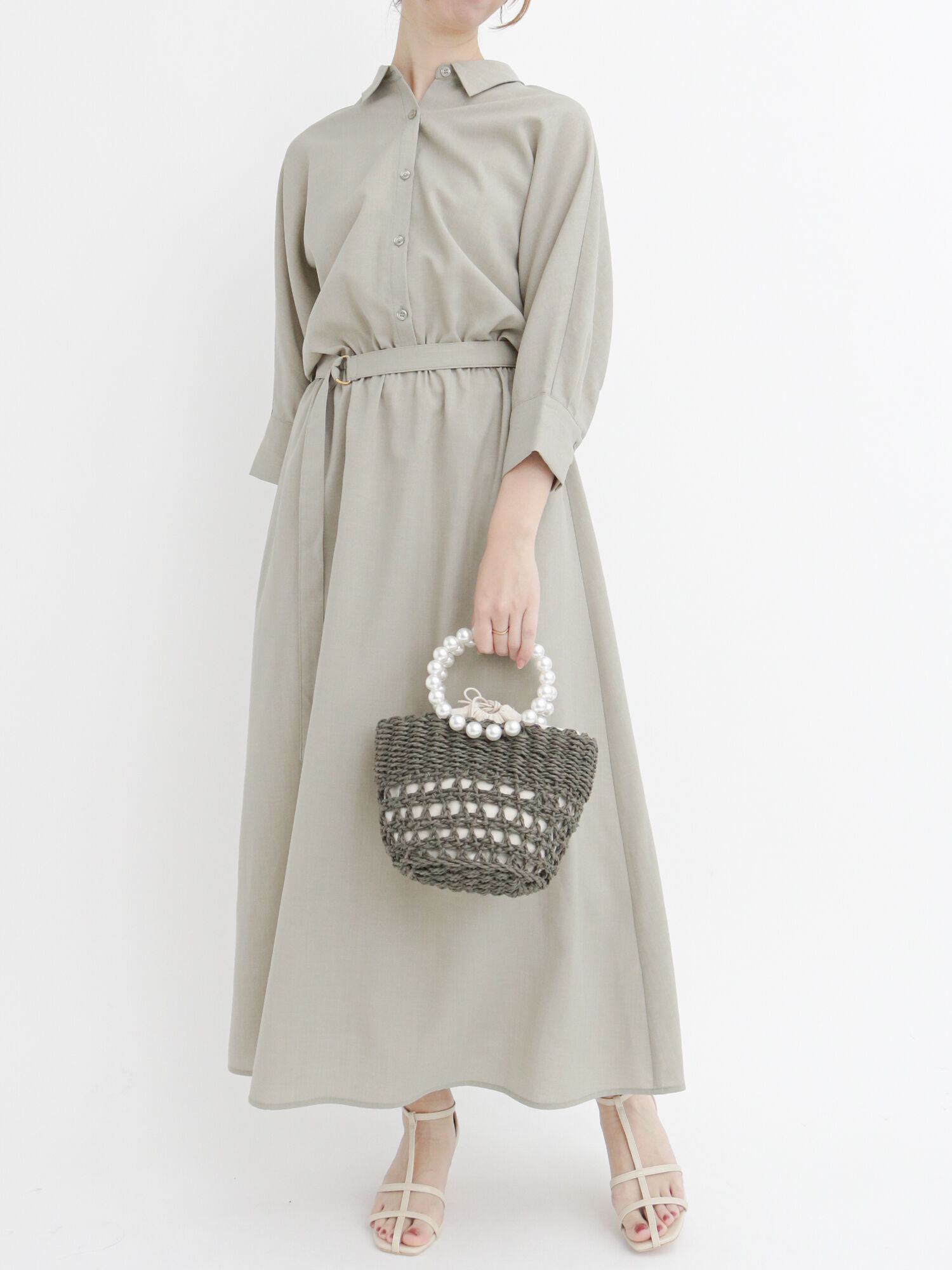 セール ウエストベルトシャツワンピース モカ イエロー カーキ ワンピース ワンピース Te Chichi テチチ 公式通販