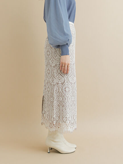 コードレースタイトスカート（オフホワイト/チャコールグレー/ブルー）｜Te chichi（テチチ）通販