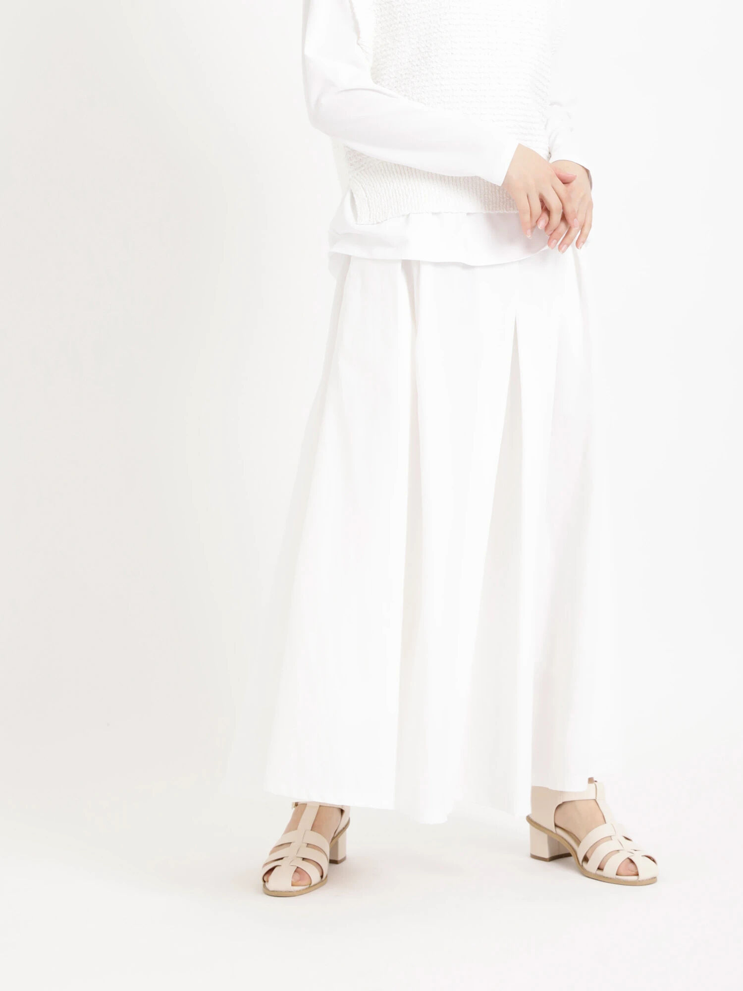 【セール】 グログランロングタックフレアスカート【atelier blanc