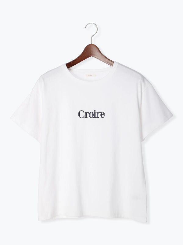 セール】 ウレタン刺繍ロゴTシャツ（オフホワイト/ベージュ/ブラウン