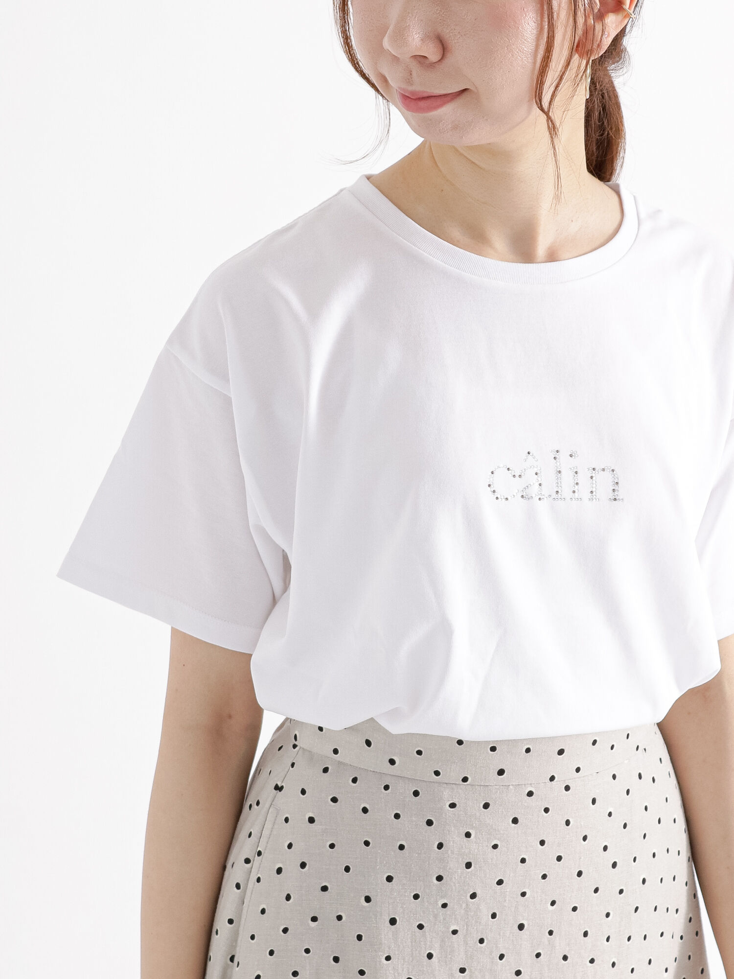 【CELINE】ロゴ ビジュー ラインストーン Tシャツ