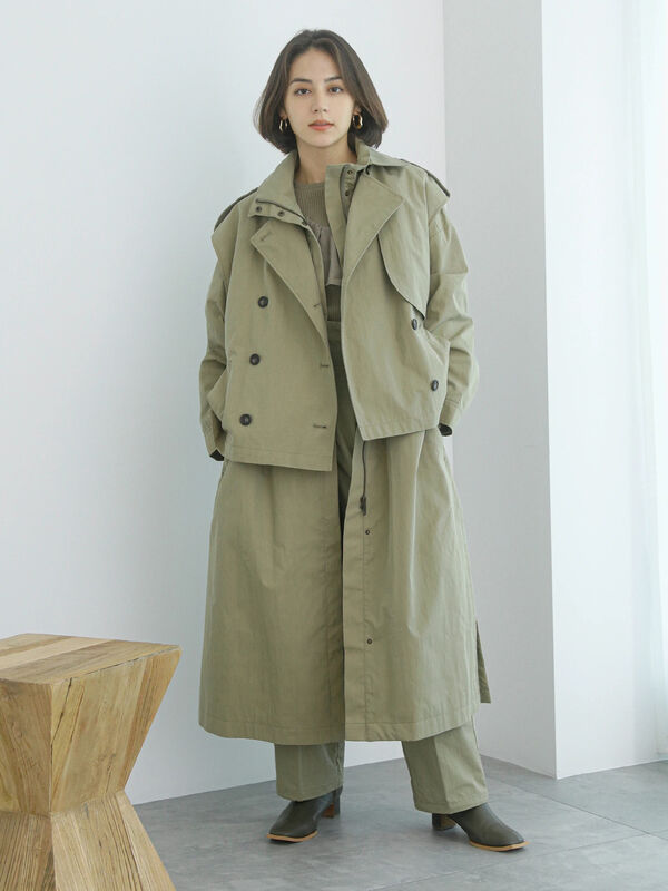 トレンチコート　trench coat カーキ　khaki