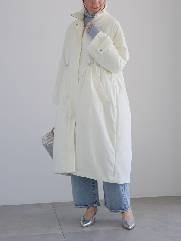 サイズフリーサンプル品　ロングコート　オフホワイト