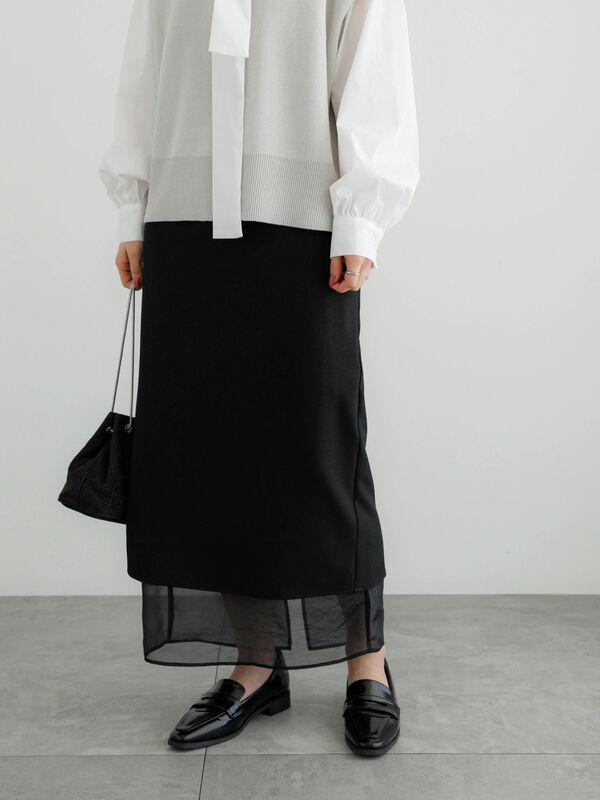 セール】 シアーヘムIラインスカート（オフホワイト/ブラック/グリーン/ボトムス/スカート）| Te chichi（テチチ）公式通販