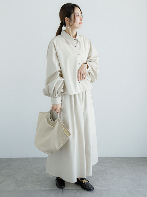 セール】 タイプライターギャザーボリュームスカート（セットアップ可  