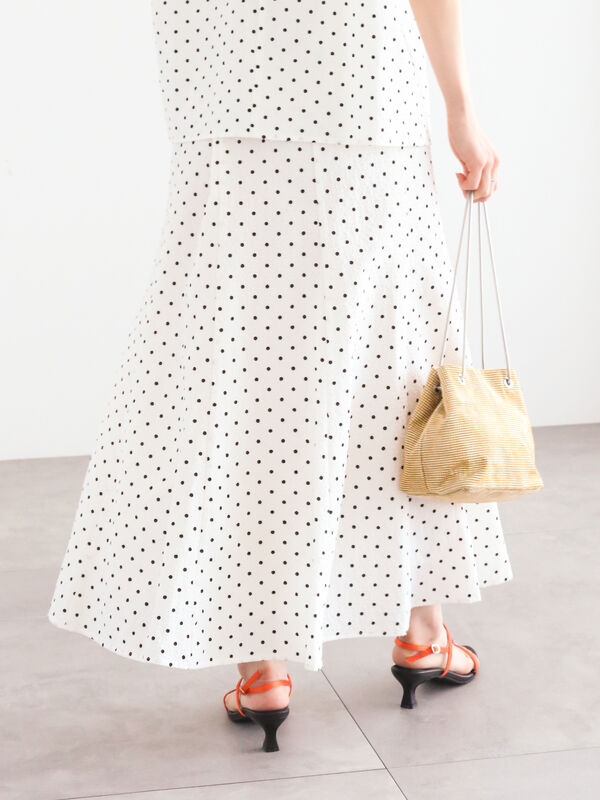 セール】 サッカードットロングマーメイドスカート（セットアップ可  