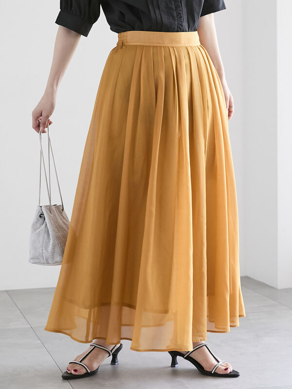 Techichi テチチ タック フレア Aライン 台形 スカート sizeS/濃紺 美品☆Techichi  秋〜冬物☆膝丈スカート