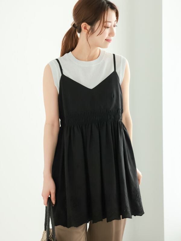 最終価格ツハルバイサマンサモスモススカラップ刺繍ワンピースブラック