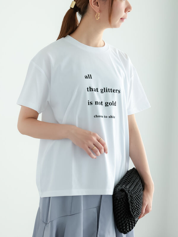 セール】 フロッキープリントTシャツ（オフホワイト/チャコールグレー  