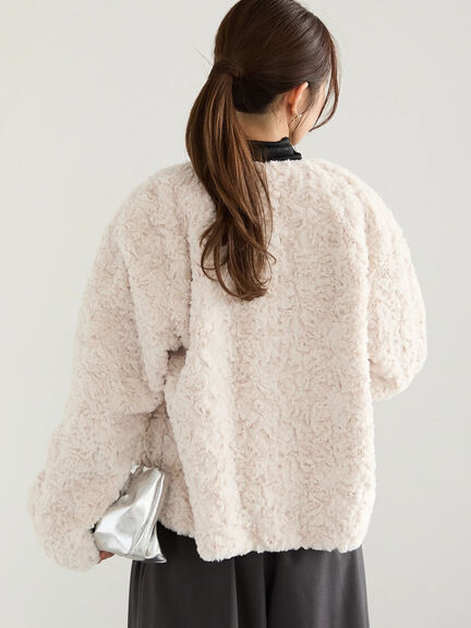 【佐藤晴美着用】パールドットエコファーショートコート（オフホワイト/ブラック）｜Te chichi（テチチ）通販