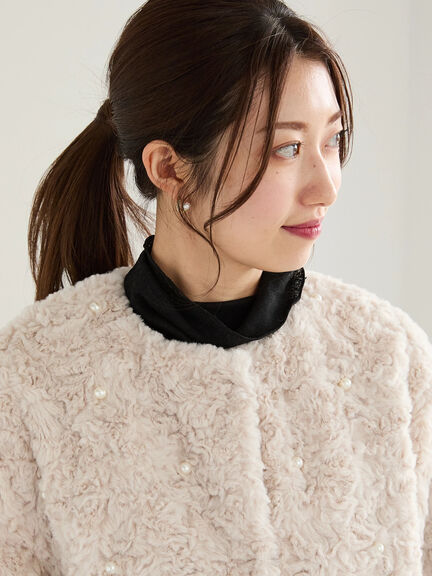 【佐藤晴美着用】パールドットエコファーショートコート（オフホワイト/ブラック）｜Te chichi（テチチ）通販