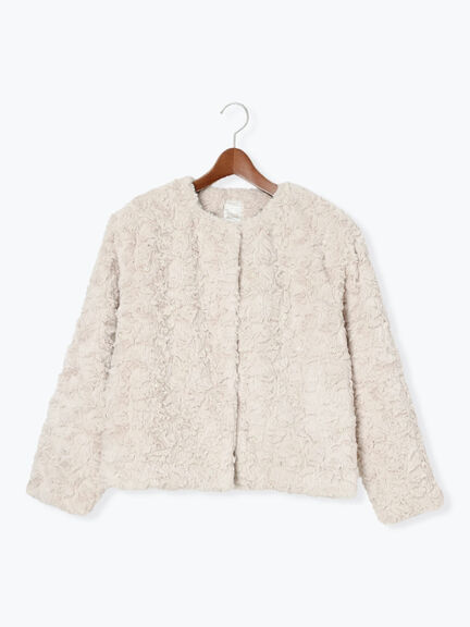 【佐藤晴美着用】パールドットエコファーショートコート（オフホワイト/ブラック）｜Te chichi（テチチ）通販