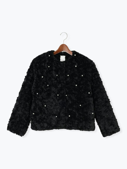 【佐藤晴美着用】パールドットエコファーショートコート（オフホワイト/ブラック）｜Te chichi（テチチ）通販