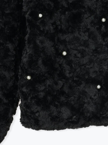 【佐藤晴美着用】パールドットエコファーショートコート（オフホワイト/ブラック）｜Te chichi（テチチ）通販