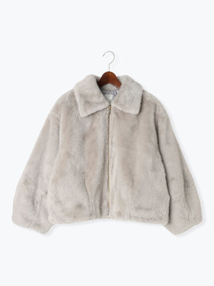 【佐藤晴美着用】ミンクタッチファー衿付ジップブルゾン（グレー/チャコールグレー）｜Te chichi（テチチ）通販