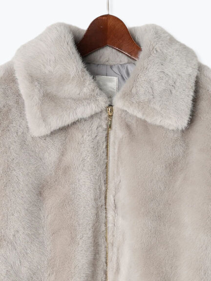 【佐藤晴美着用】ミンクタッチファー衿付ジップブルゾン（グレー/チャコールグレー）｜Te chichi（テチチ）通販