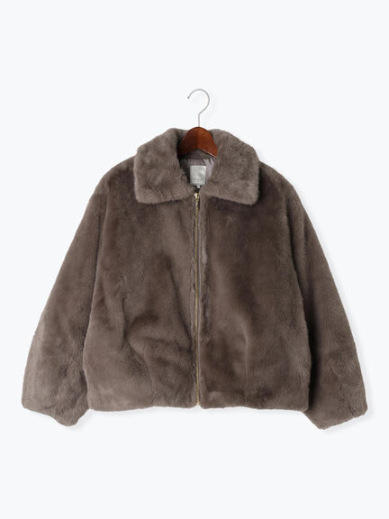 【佐藤晴美着用】ミンクタッチファー衿付ジップブルゾン（グレー/チャコールグレー）｜Te chichi（テチチ）通販