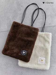 セール】 【Disney】ミッキー/ボアファートートバッグ（オフホワイト