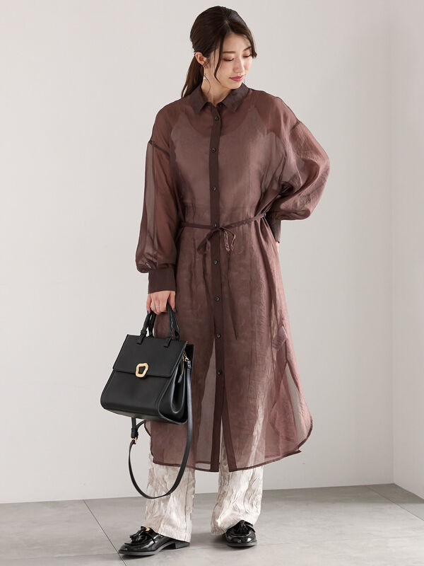 シアーロングレイヤーシャツ（ブラウン）｜Te chichi（テチチ）通販