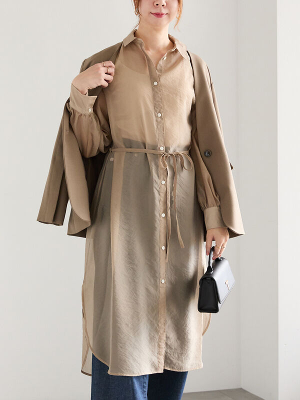 シアーロングレイヤーシャツ（カーキ）｜Te chichi（テチチ）通販