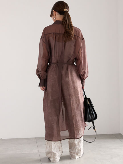 シアーロングレイヤーシャツ（ブラウン/カーキ）｜Te chichi（テチチ）通販