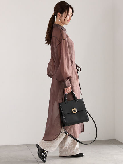 シアーロングレイヤーシャツ（ブラウン/カーキ）｜Te chichi（テチチ）通販