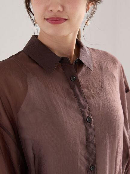 シアーロングレイヤーシャツ（ブラウン/カーキ）｜Te chichi（テチチ）通販