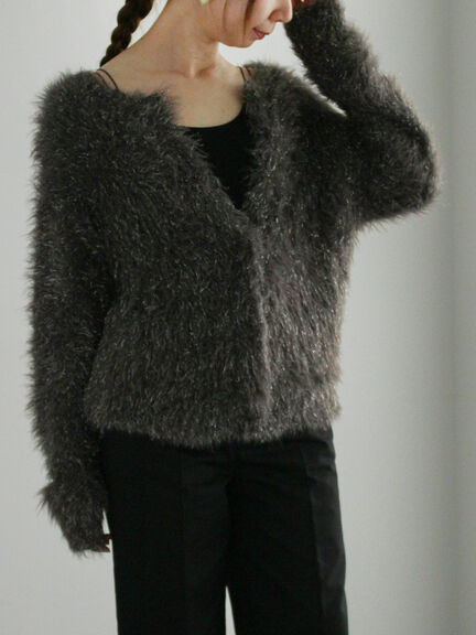 ラメロングシャギーニット（チャコールグレー/ブラック/ベージュ）｜Te chichi（テチチ）通販