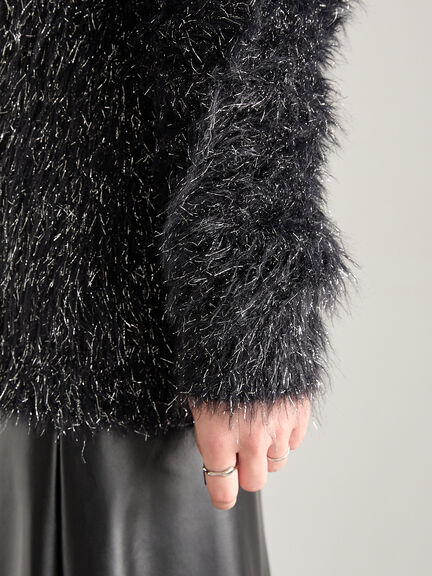 ラメロングシャギーニット（チャコールグレー/ブラック/ベージュ）｜Te chichi（テチチ）通販