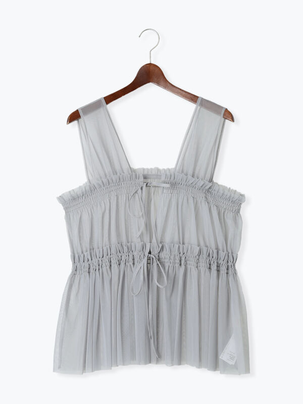 セール】 前後2WAYチュールレイヤードベスト（オフホワイト/グレー