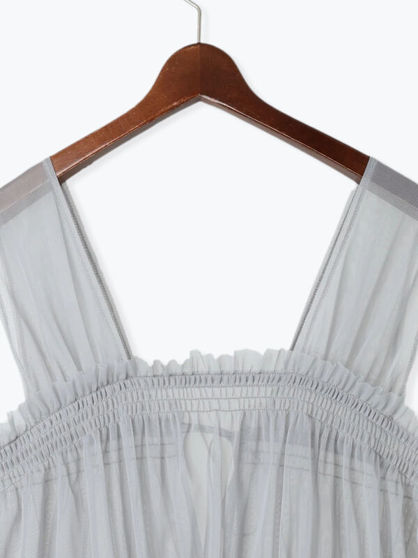 セール】 前後2WAYチュールレイヤードベスト（オフホワイト/グレー