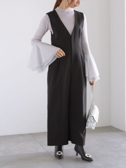 チュールフレアスリーブニットプルオーバー（グレー/ブラック/ブルー）｜Te chichi（テチチ）通販