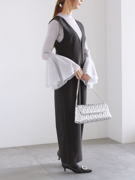 チュールフレアスリーブニットプルオーバー（グレー/ブラック/ブルー）｜Te chichi（テチチ）通販