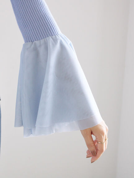 チュールフレアスリーブニットプルオーバー（グレー/ブラック/ブルー）｜Te chichi（テチチ）通販