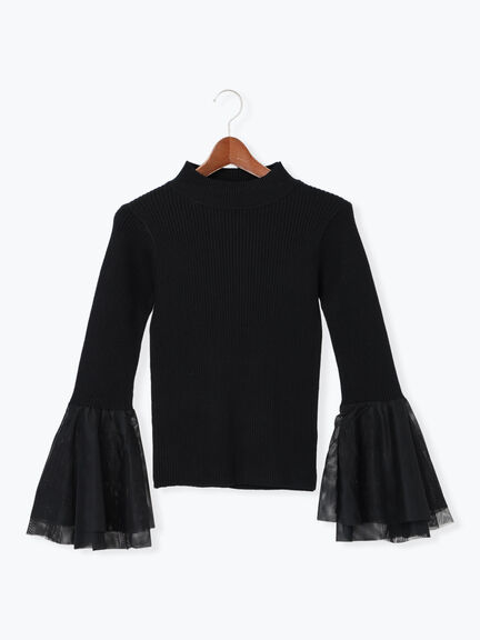 チュールフレアスリーブニットプルオーバー（グレー/ブラック/ブルー）｜Te chichi（テチチ）通販