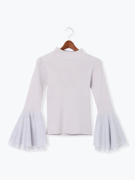 チュールフレアスリーブニットプルオーバー（グレー/ブラック/ブルー）｜Te chichi（テチチ）通販