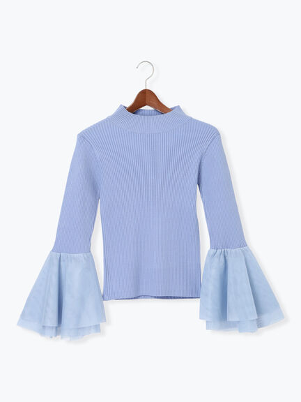 チュールフレアスリーブニットプルオーバー（グレー/ブラック/ブルー）｜Te chichi（テチチ）通販